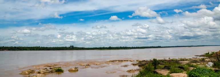 Blick über den Mekong River am Goldenen Dreieck